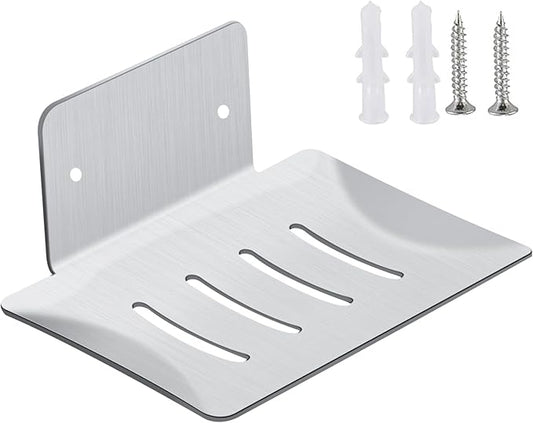 YUZP Soap Holder for Shower with Stainless Steel,Rustproof Soap Saver Sponge Holder for Bathroom,Tub,Kitchen Sink (Chrome Bore)