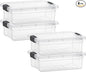 Superio Storage Bins with Lids- 4 Pack, 7.4 Qt Clear Boxes for Organizing, Stackable Plastic Containers- BPA Free, Non-Toxic, Odor Free, Organizer for Home, Office, Dorm