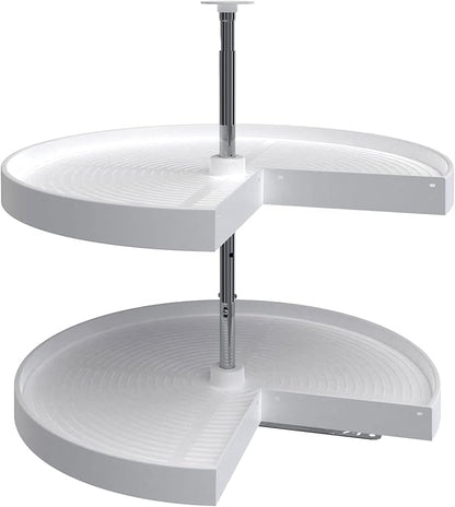 Rev-A-Shelf 28" Pie-Cut Dual Tier Plastic Lazy Susan Organizer for Diagonal Corner Base Cabinets, Rotating Shelves for Kitchen Organization, 28" W x 18" D x 26" H, White, LD-2942-28-11-1