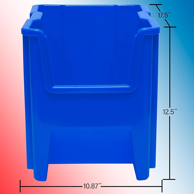 Akro-Mils 13014 Stak-N-Store Stackable Storage Bins, Heavy Duty Garage Storage Containers, Open Front Plastic Organizer for Tools, Shelves, Closet Organizer, 17-/12" x 11" x 12-1/2", Grey, 4-Pack