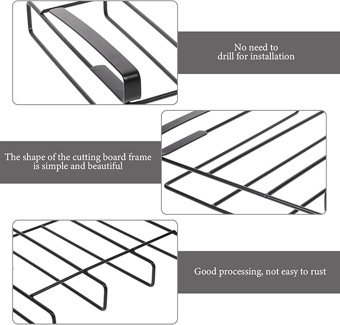 CALLARON Cutting Board Holder 10.2x10.6x3.3inch Cutting Board Storage Rack Hanging Rack Chopping Board Stand Under Cabinet Shelf Organizer Kitchen Storage Holder