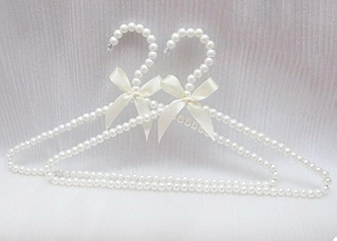 10 Pack Pearl Beads Metal Elegant Clothes Hangers Standard Hangers (White)
