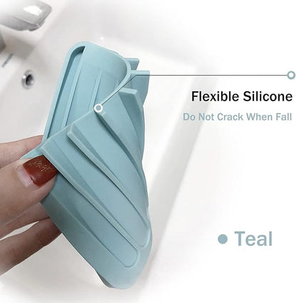 Self Draining Soap Dishes, 3 Pcs Silicone Soap Saver, Waterfall Drainer Soap Holder for Bathroom, Extend Soap Life, Keep Soap Bars Dry Clean & Easy Cleaning (White)
