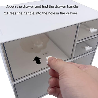 Marknor Desk Organizer with 4 Drawers, Makeup Organizer, Plastic Sundries Storage, Vanity Organizer, Cosmetic Storage Organizer, Desk Storage Box, Bathroom Counter or Dresser, White (CD-QBH-01)