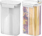 Poeland Storage Jars Canisters with Built-in partition / 4 compartments for Spaghetti Pasta Noodles Cereal - White 2Pack