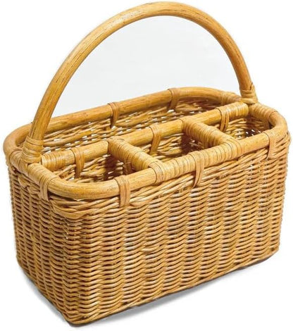 The Basket Lady Wicker Utensil Caddy, One Size, Sandstone