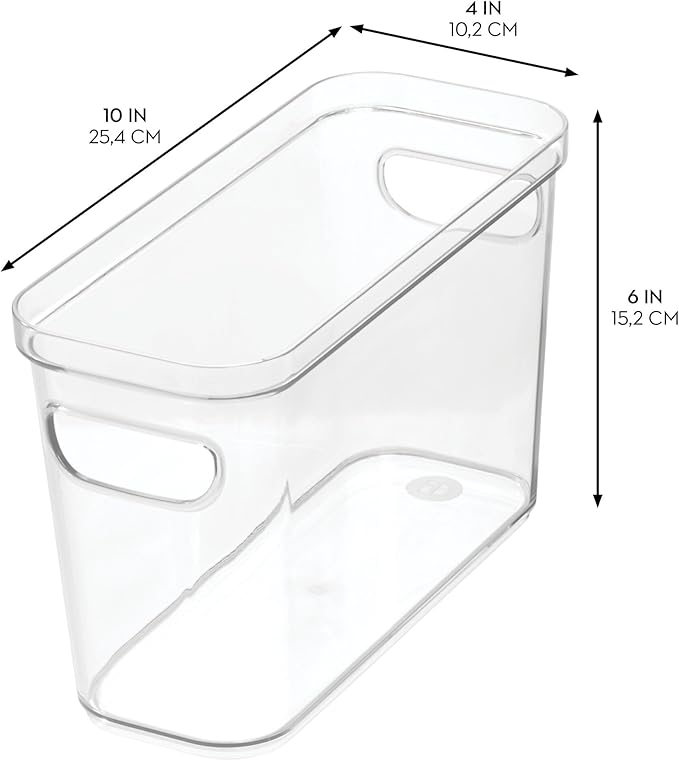 iDesign Plastic Pantry Bin for Kitchen Organizing - Storage Bin with Handles - Set of 4 - Clear