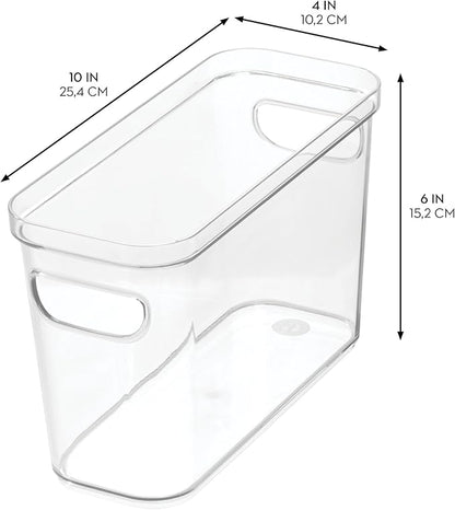 iDesign Plastic Pantry Bin for Kitchen Organizing - Storage Bin with Handles - Set of 4 - Clear
