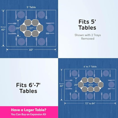 Light Gray- The Lazy Susan Revolution - The First Patented Lazy Susan Turntable Expandable for Rectangular & Oblong Tables - Kitchen & Dining Tables - Great Gift! Parties & Gatherings