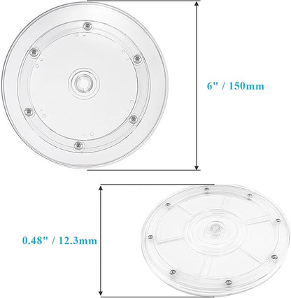 Jersvims 2Pcs 6 Inch Acrylic Turntable Platter, Transparent Turntable Organizer Round Rotating Plate for Kitchen Pantry Cabinet Desk Rack Spice Cake Cookie Decorating