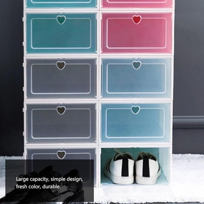 Healifty 6pcs Women’s Shoe Storage Boxes Plastic Drawer-type Shoe Organizer 31x21.5x12.5cm Stackable Storage for Closet and Travel