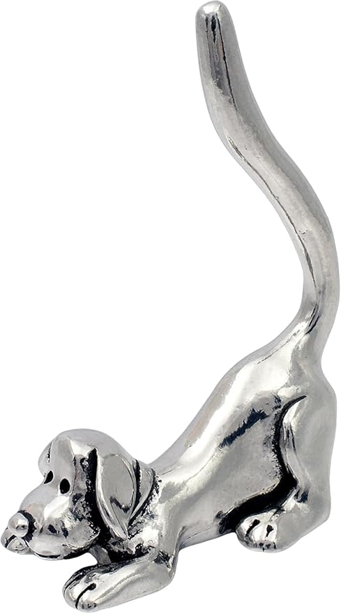 Dog Stretching Ring Holder (Pewter) Yoga Pose
