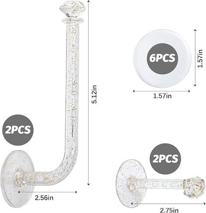 4pcs Headband Holder Stand Scrunchie Organizer, Girls Hair Accessories Organizer Storage for Headband Hairband Hair Ties, Clear Glitter Adhesive Scrunchy Holder