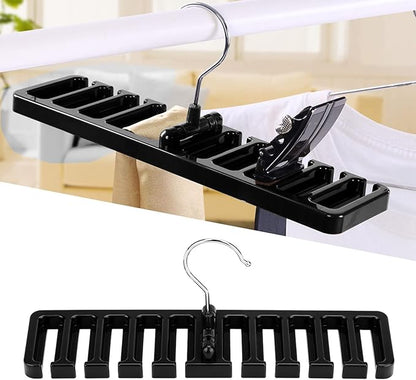 10 Slot Belt Rack Organizer, Sturdy Plastic Closet Wardrobe Space Saver Multifunctional Belt Hanger Rack Holder for Men Women (Black)