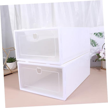 6pcs Transparent Shoe Storage Box Material Drawer Type Organizer for High Heels Sneakers and Boots for Entryway and Closet Storage