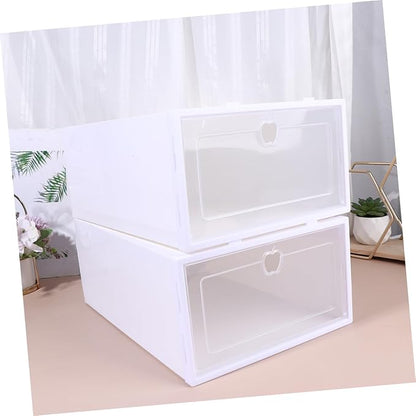 6pcs Shoe Storage Boxes Drawers Thickened Plastic Shoe Organizer Bins for Sneakers High Heels and Boots for Entryway and Closet Organization Style