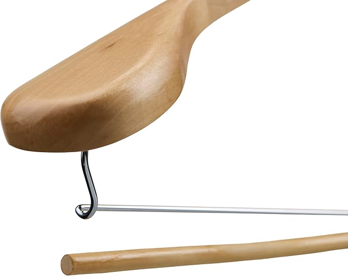 DEILSY™ Natural Suit Hangers for Men with Non-Slip Pants Bar & 360° Swivel Hook - Smooth Finish Wooden Coat Hangers, Heavy Duty Wooden Hanger – Pack of 6
