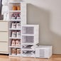 6-Tier Shoe Rack Shoe Storage Box Bins Clear Collapsible Plastic Installation-Free Stackable Foldable Tote with Lids Organizing Dustproof