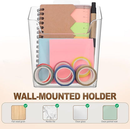 Lurrose 4pcs Cabinet Door Organizer: Wall Mounted Storage Bins - Plastic Shower - Pencil Holder for Shower Bathroom Kitchen Office