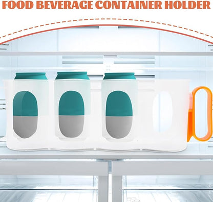 Fridge Can Dispenser Organizer Storage Bin for Soda Beer Cans with Smooth Slide Orange Beverage Container for Kitchen and Home