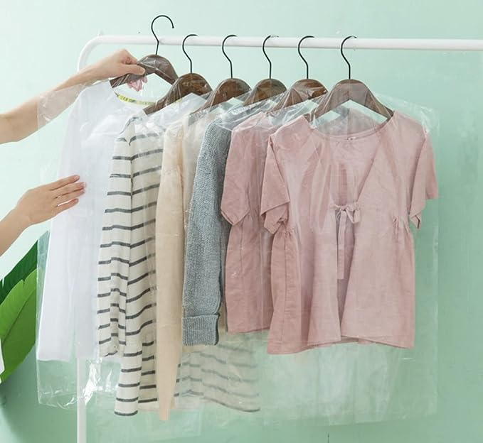 100 Pack Garment Bag,Transparent Clothing Cover, Storage Bag for Short or Children's Clothing (55 * 80)