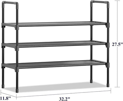 Kitsure Shoe Rack for Closet - Shoe Organizer, Large-Capacity & Space-Saving Shoe Shelf for Entryway, Bedroom, Living Room,32.2" x 11.8" x 27.5", Black