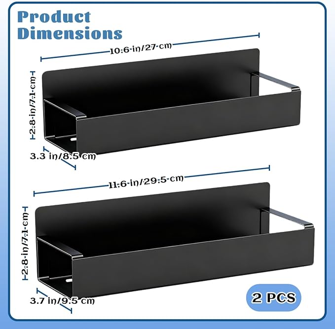 2 Pcs Magnetic Can Holder, Wall Spray Paint Can Holder, Magnetic Pry Bar Tool Box Accessories with Two Additional Hooks, for Garages, Auto Care Shops Home Workshops And Storage Racks (Black)