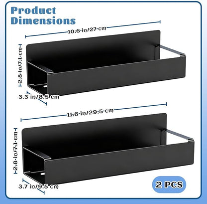 2 Pcs Magnetic Can Holder, Wall Spray Paint Can Holder, Magnetic Pry Bar Tool Box Accessories with Two Additional Hooks, for Garages, Auto Care Shops Home Workshops And Storage Racks (Black)