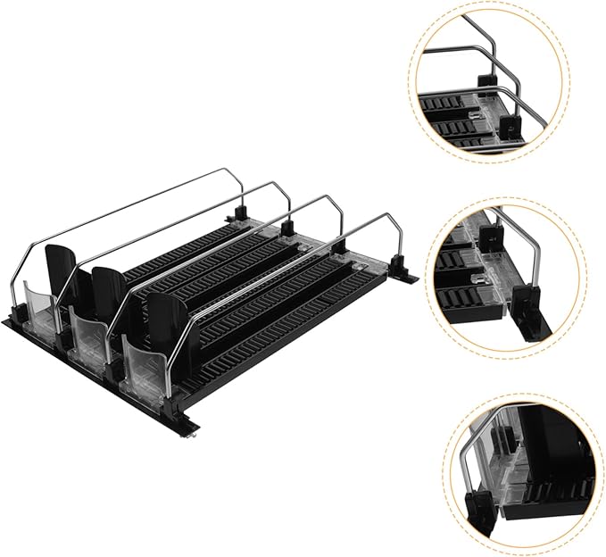 LIFKOME 3pcs Beverage Organizer for Refrigerator Self-pushing Drink Dispenser Soda Holder for Efficient Storage Kitchen Pantry Supermarkets