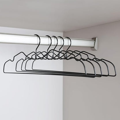 20 Pack Heavy Duty Metal Steel Wire Clothes Hanger, Ultra Slim & Short Neck Hanger,Space Saving Durable Non-Slip Felt Hangers, Closet Organizer for Home Dorm Laundry (Black)