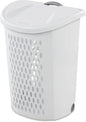 Plastic Laundry Hamper with Wheels and Handle - White Rolling Clothes Hamper Basket with Lid for Easy Transport and Storage