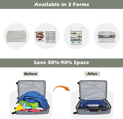 Surblue Hanging Closet Storage Bag Collapsible 3-Shelf Washable Oxford Fabric with 2 Hooks (XL 17.71 * 11.81 * 20in, Light Gray)