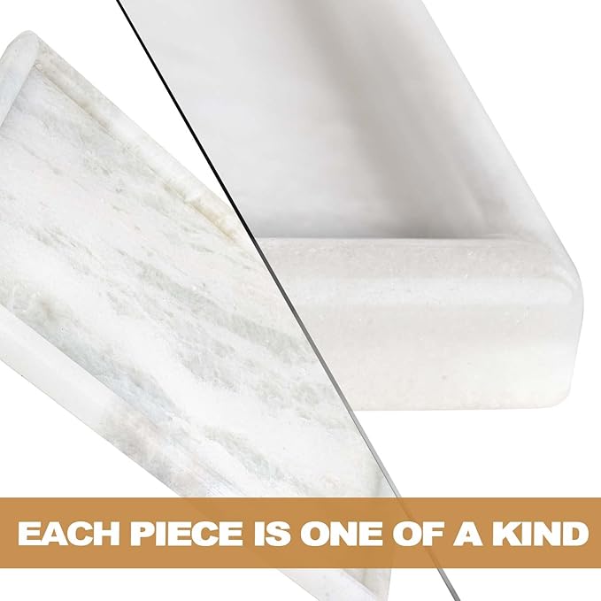 Koville African Natural Marble Tray, 12"x7" Coffee Table Vanity/Decorative Tray for Jewerly, Watch, Perfume Candle Tray for Bedroom/Bathroom/Kitchen Countertop