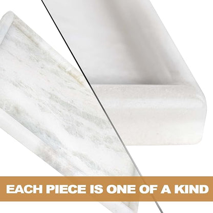 Koville African Natural Marble Tray, 12"x7" Coffee Table Vanity/Decorative Tray for Jewerly, Watch, Perfume Candle Tray for Bedroom/Bathroom/Kitchen Countertop