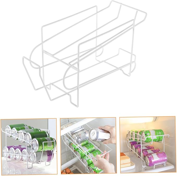 Zerodeko 1pc Iron Fridge Shelves Automatic Coverage Can Rack Fridge Organizing for Kitchen Pantry Storage