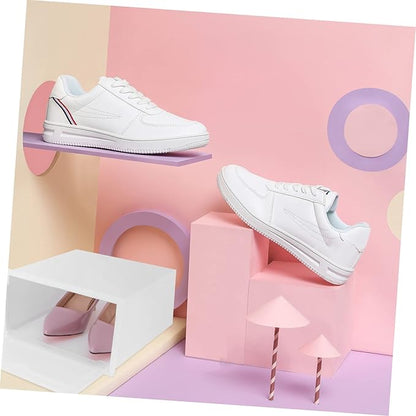 6pcs Stackable Transparent Shoe Storage Boxes Plastic Organizer for Shoes Large White Closets Entryways and Bedrooms