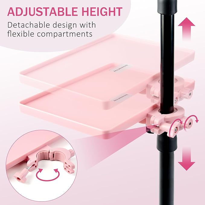 Lash Tray Holder (9 inch×6.7 inch), Adjustable Plastic Essential Organizer Stand for Lash Techs, Eyelash Extension Supplies Perfect for Salon or Homes Use by KONOVOLY(Pink)