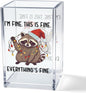 I'm Fine This Is Fine Acrylic Cosmetic Pencil Pen Holder Cup, Funny Raccoon Christmas Pen Holder Cup, Raccoon Lover Gifts for Women Men, Office Sarcastic Gifts for Women Men Colleague Boss