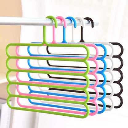 5 Layer Pants Clothes Hanger Wardrobe Storage Organizer Rack (Set of 5), 32l x 1b x 33h cm (Assorted Colour) Plastic