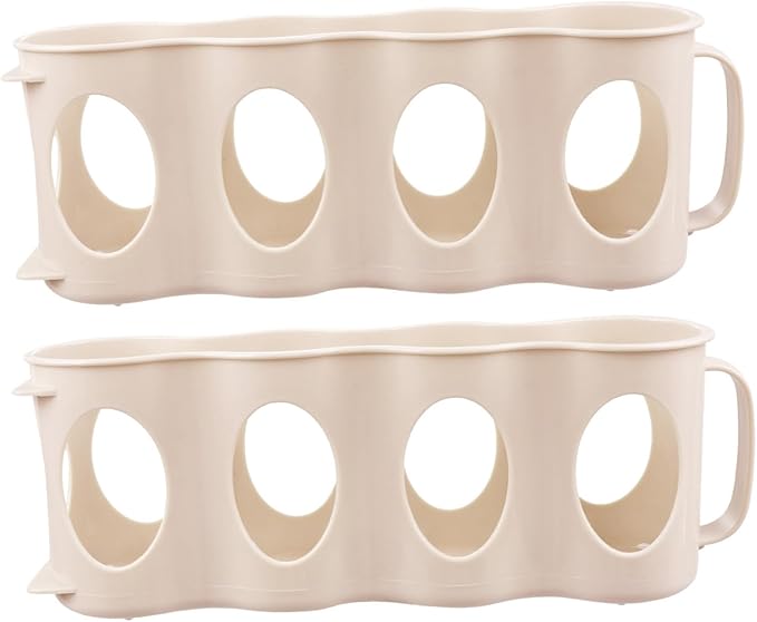 PRETYZOOM 2pcs Hand Pull Beverage Can Organizer Section Refrigerator Holder Plastic Storage Box for Efficient Kitchen Organization Beige Versatile Bottle and Seasoning Jar Storage