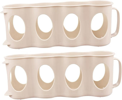PRETYZOOM 2pcs Hand Pull Beverage Can Organizer Section Refrigerator Holder Plastic Storage Box for Efficient Kitchen Organization Beige Versatile Bottle and Seasoning Jar Storage