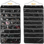 56 Pockets Large Zippered Dual Sided Jewelry Hanging Organizer Necklace Earrings Bracelets Rings Accessories Storage Bag Wall Mounted Door Cabinet Hanger Holder Clear Pouch Display Foldable