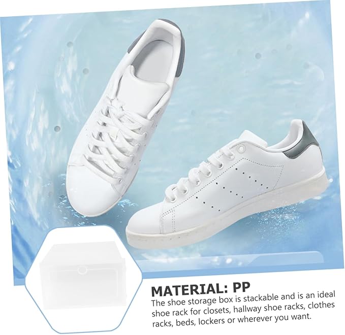 3pcs Stackable Clear Shoe Storage Box Organizer with Lid Material Foldable Design for Sneakers Boots and Accessories