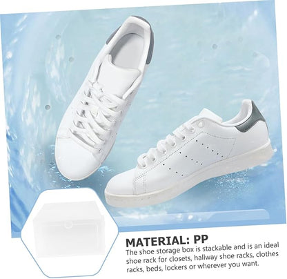 3pcs Stackable Clear Shoe Storage Box Organizer with Lid Material Foldable Design for Sneakers Boots and Accessories
