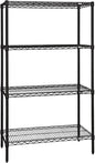 Quantum Storage Systems WR63-1260BK-5 Wire Shelving Starter Kit, 60" W x 12" D x 63" H, 600 lbs Capacity, Carbon Steel, Epoxy Coated, Black, NSF