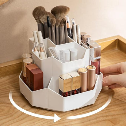 360° Rotating Makeup Brush Holder Organizer with 9 Slots, Makeup Organizers Countertop, Makeup organization and Skincare Storage for Vanity, Desktop, Bathroom (WHITE)