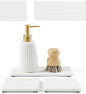 3 Pack Stone Drying Tray, Water Absorbing Stone Sink Mat for Kitchen & Bathroom Counter, Diatomite Soap Dish Vanity Caddy, Sponge Holder Organizer, White - 2pcs of 4.5"x 3.5" and 1pc of 9"x 3.5"