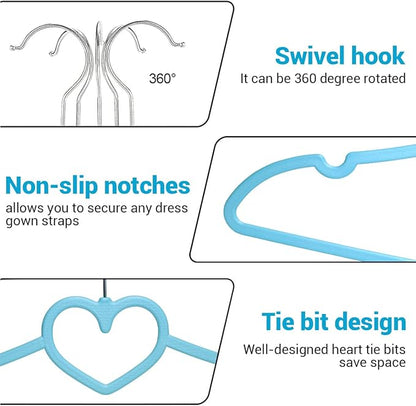 Plastic Hangers 20 Pack, Blue Shirt Hangers Ultra Thin Space Saving with 360 Degree Swivel Hook, Strong & Durable Adult for Dress, Shirts, Coats