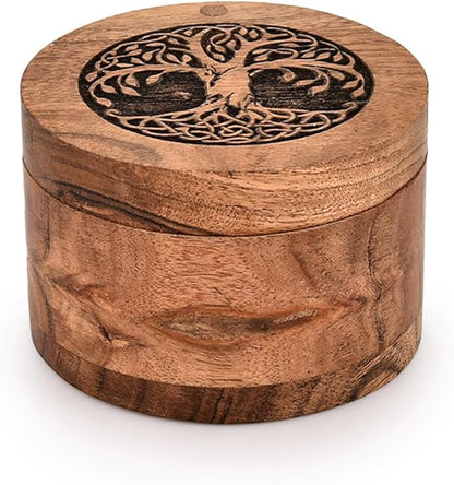 Kaizen Casa Spice Cellar Acacia Wood Wooden Salt Pinch Bowls | Wood Salt Pepper Keeper, Spice Bowls for Cooking,Sugar Holder for Kitchen (3.5" X 3.5" X 2.5")