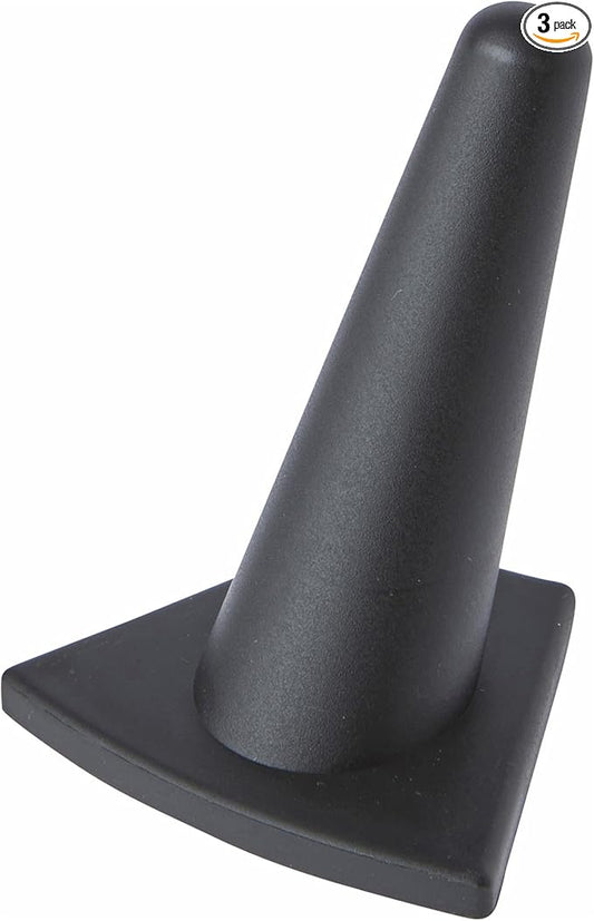 Plymor Black Rubber Ring Finger Display, Single on Triangular Base, 2" W x 1.625" D x 2.125" H (Pack of 3)